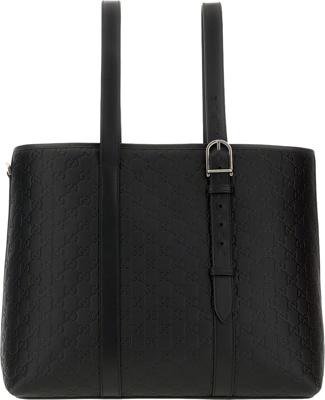 Gucci Black leather large Emblem handbag Zwart