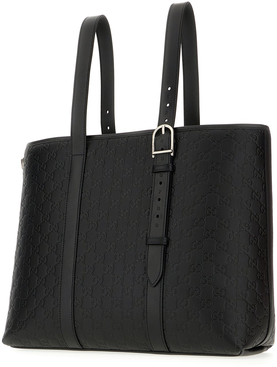 Gucci Black leather large Emblem handbag Zwart