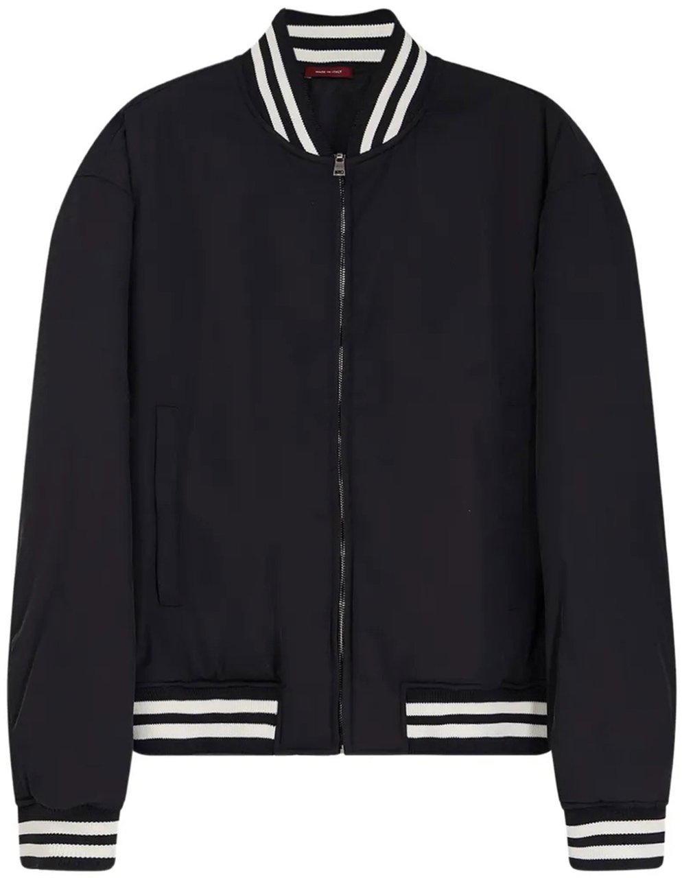 Gucci Black Blouson Ribbed Detail Bomber Jacket Zwart