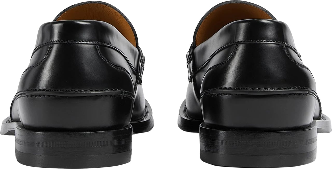 Gucci Black Terenze Silver Horsebit Leather Loafers Zwart