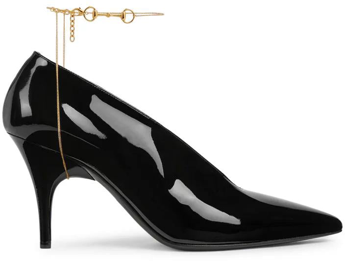 Gucci W Musa85 Pmp Ptnt W/anklechain Zwart