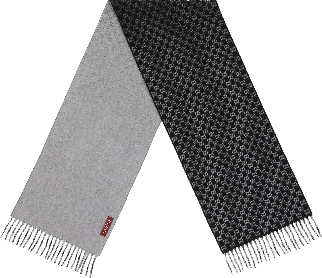 Gucci Black/Grey Logo Shade Reversible GG Scarf Grijs