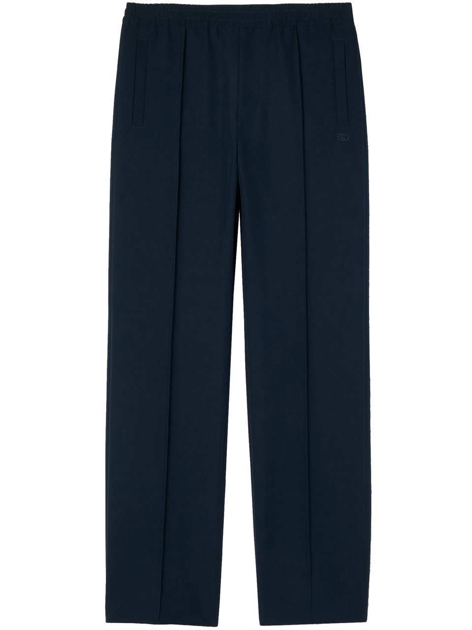 Gucci Blue Straight-Leg Drawstring Side Slit Pants Zwart