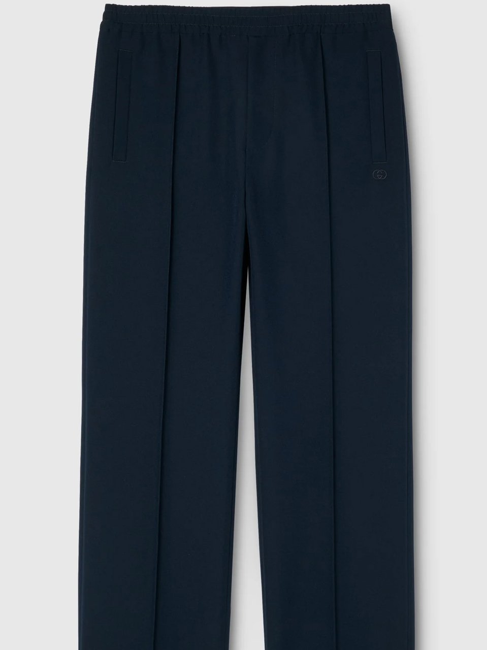Gucci Blue Straight-Leg Drawstring Side Slit Pants Zwart