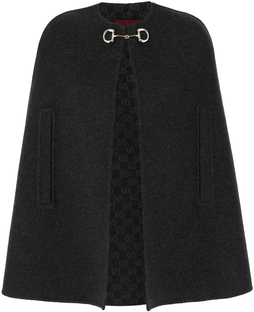 Gucci Gucci Charcoal wool blend cape Zwart