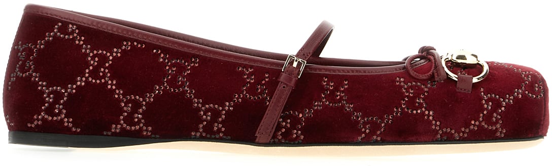 Gucci Gucci Tiziano red velvet ballerinas Rood