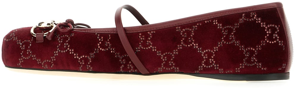 Gucci Gucci Tiziano red velvet ballerinas Rood