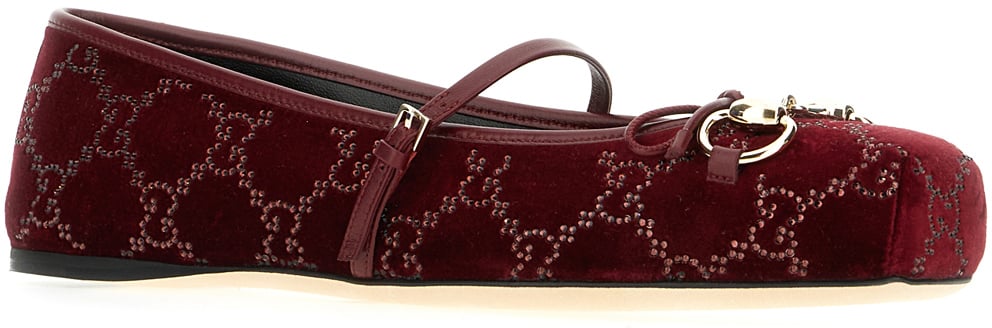 Gucci Gucci Tiziano red velvet ballerinas Rood