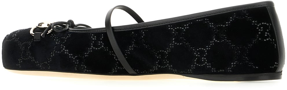 Gucci Gucci Black velvet ballerinas Zwart