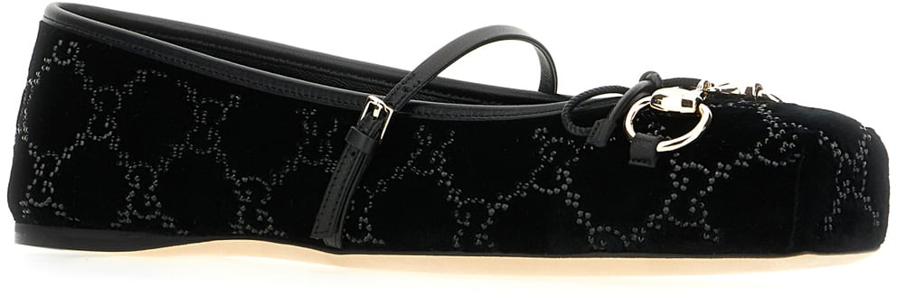 Gucci Gucci Black velvet ballerinas Zwart