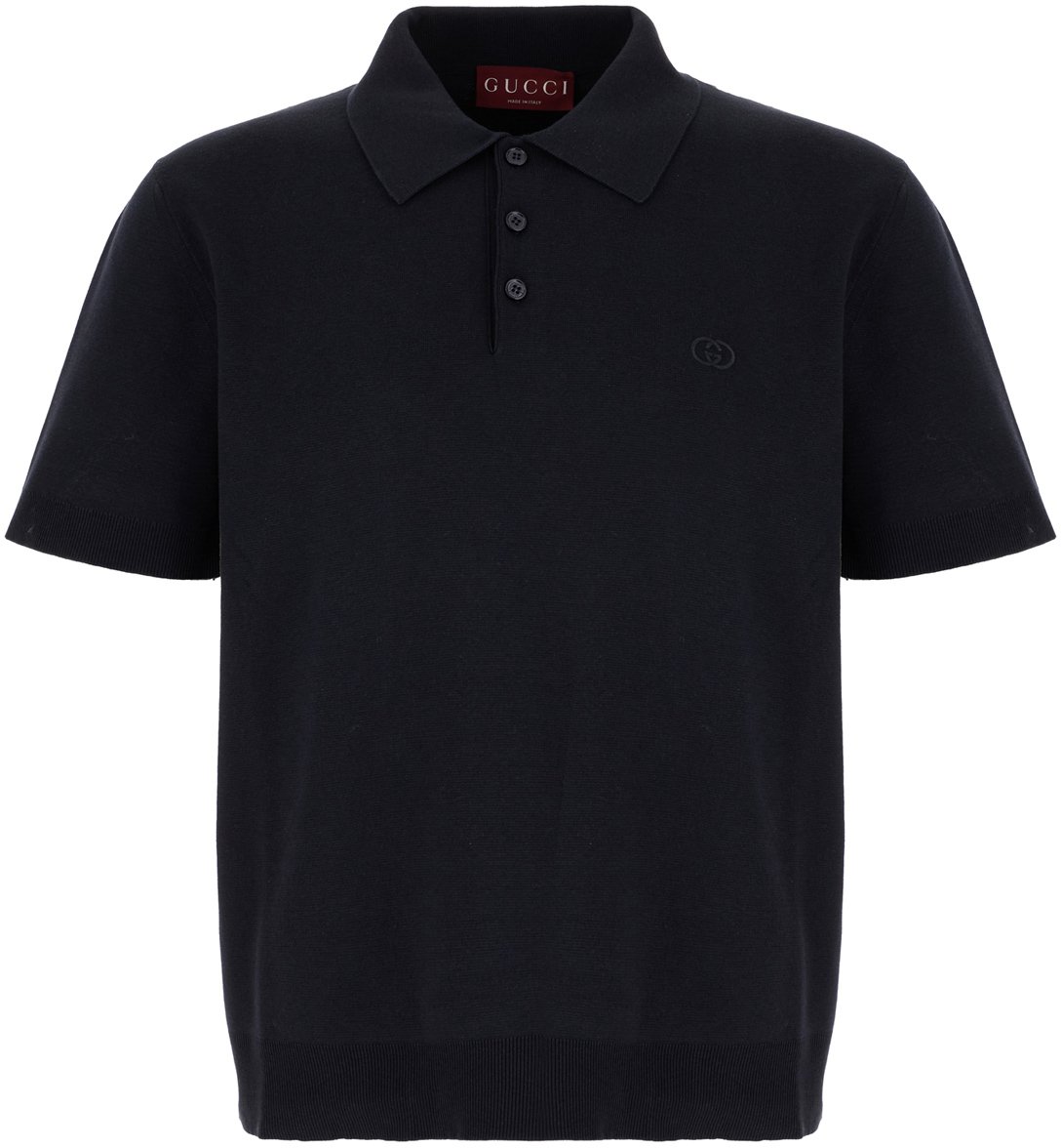 Gucci Gucci Midnight blue silk blend polo shirt Blauw