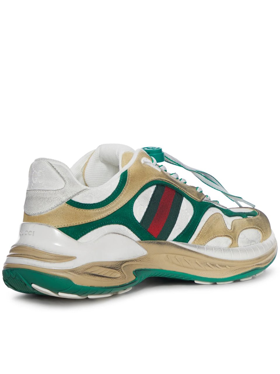 Gucci White Dynamic Mixed-Material Striped Sneakers Roze