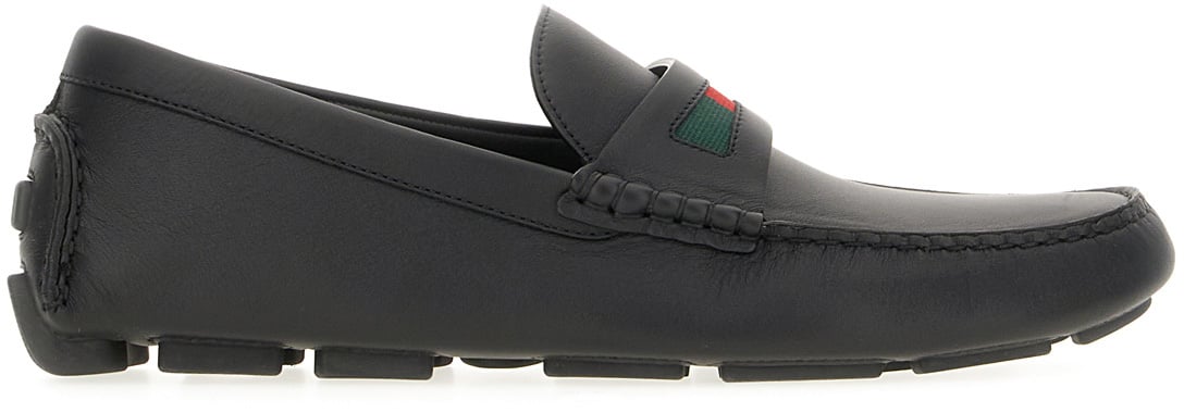 Gucci Gucci Black leather Driver loafers Zwart