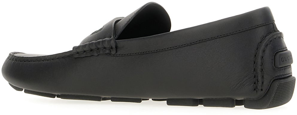 Gucci Gucci Black leather Driver loafers Zwart
