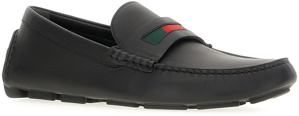 Gucci Gucci Black leather Driver loafers Zwart
