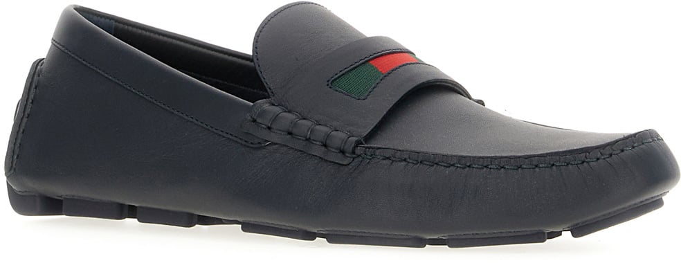Gucci Gucci Midnight blue leather Driver loafers Blauw