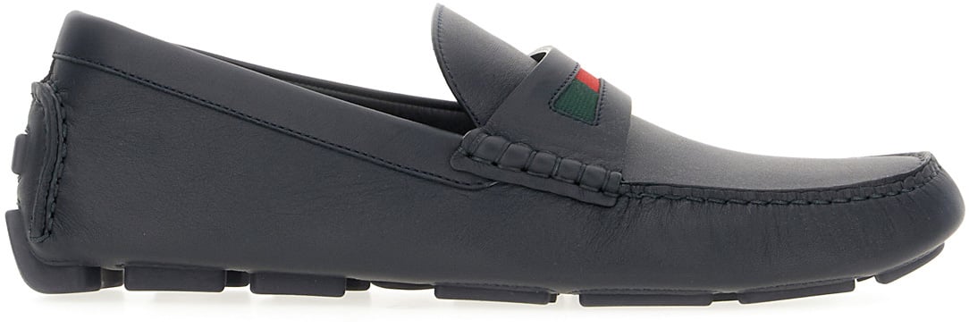 Gucci Gucci Midnight blue leather Driver loafers Blauw