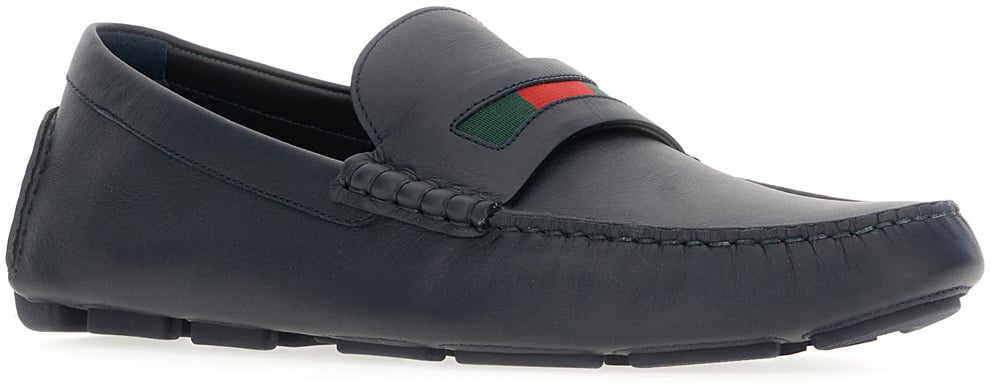 Gucci Gucci Midnight blue leather Driver loafers Blauw