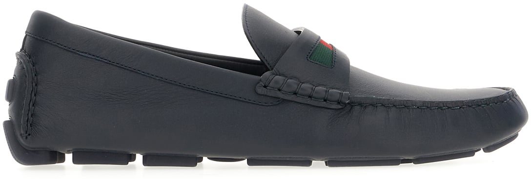 Gucci Gucci Midnight blue leather Driver loafers Blauw
