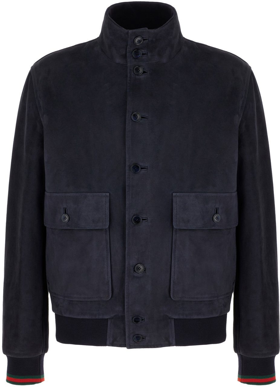 Gucci Gucci Navy blue suede jacket Blauw