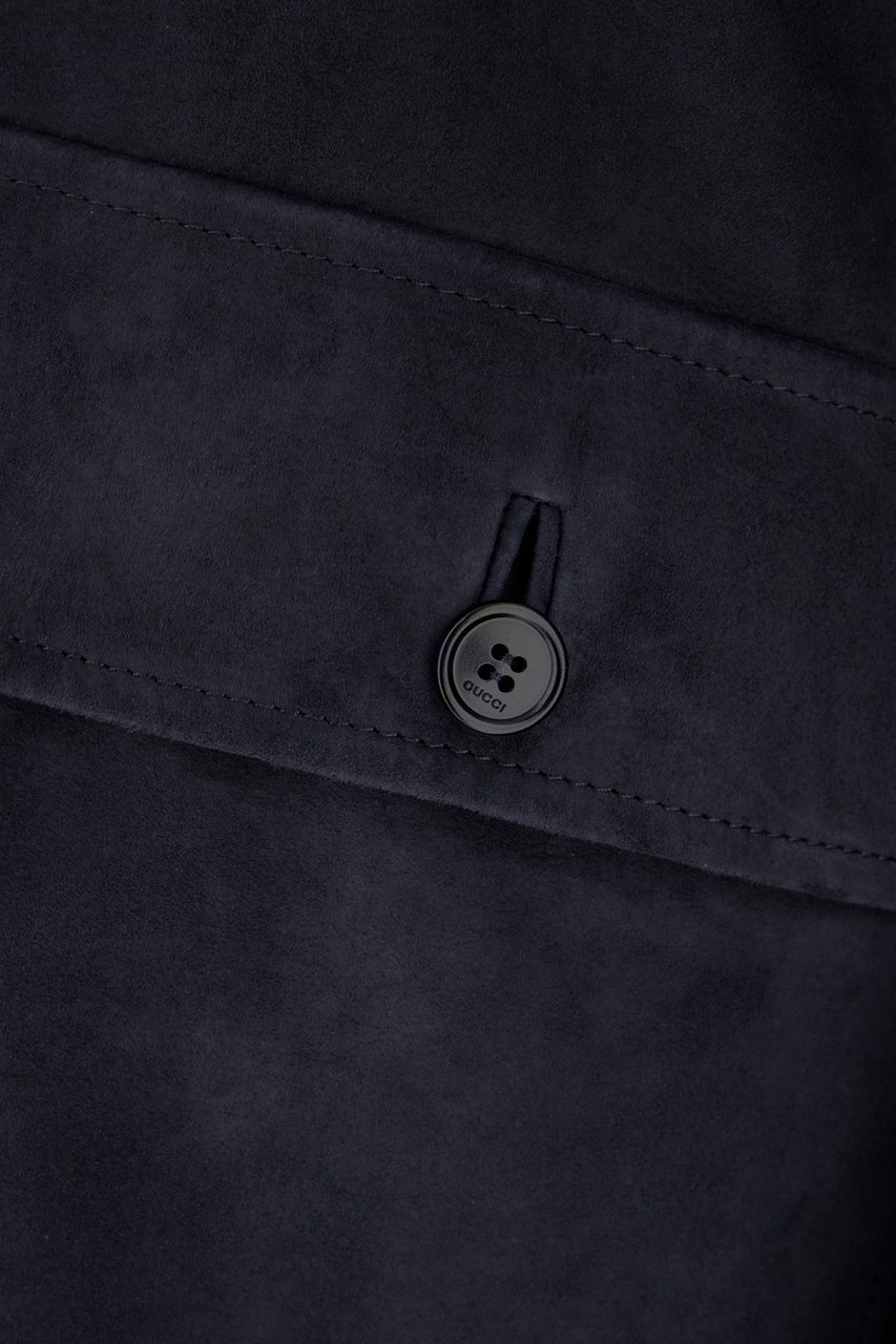 Gucci Gucci Navy blue suede jacket Blauw
