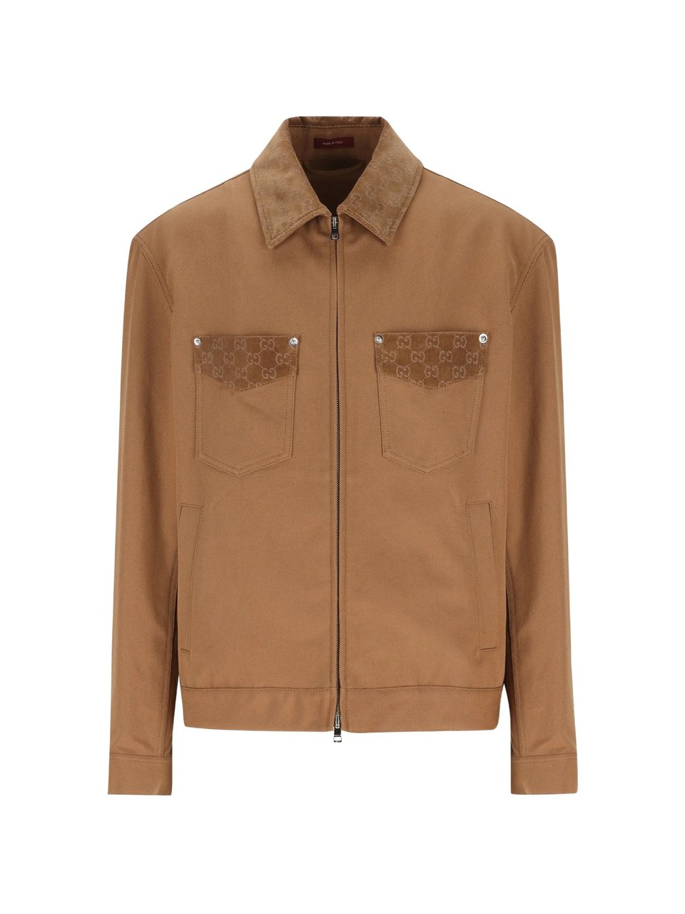 Gucci Brown Zip-Up Monogram Tailored Casual Jacket Bruin