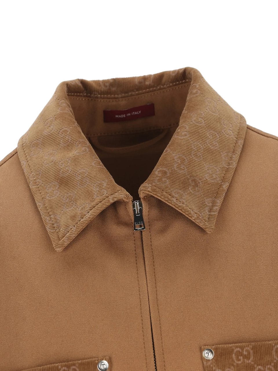 Gucci Brown Zip-Up Monogram Tailored Casual Jacket Bruin