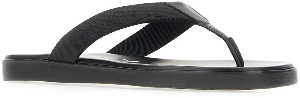 Gucci Black leather thong sandals Zwart