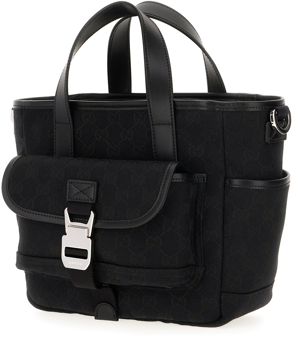 Gucci Embroidered canvas handbag Zwart