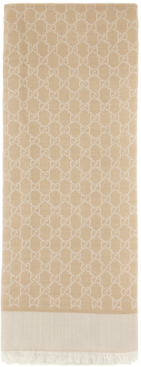 Gucci Gucci Cappuccino silk blend scarf Bruin