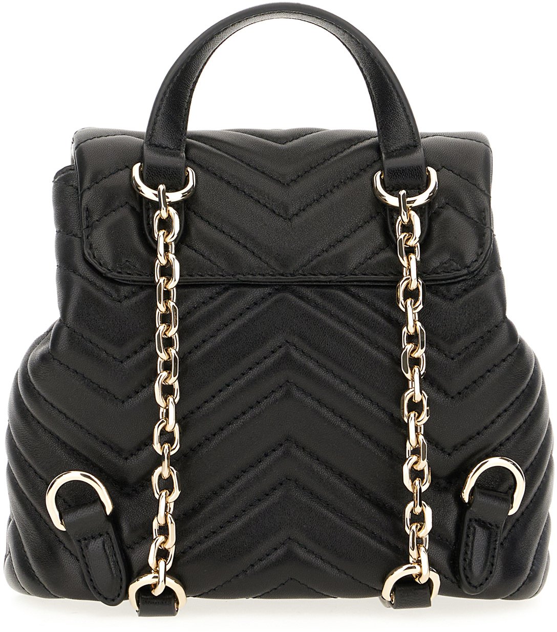 Gucci Black leather mini GG Marmont backpack Zwart
