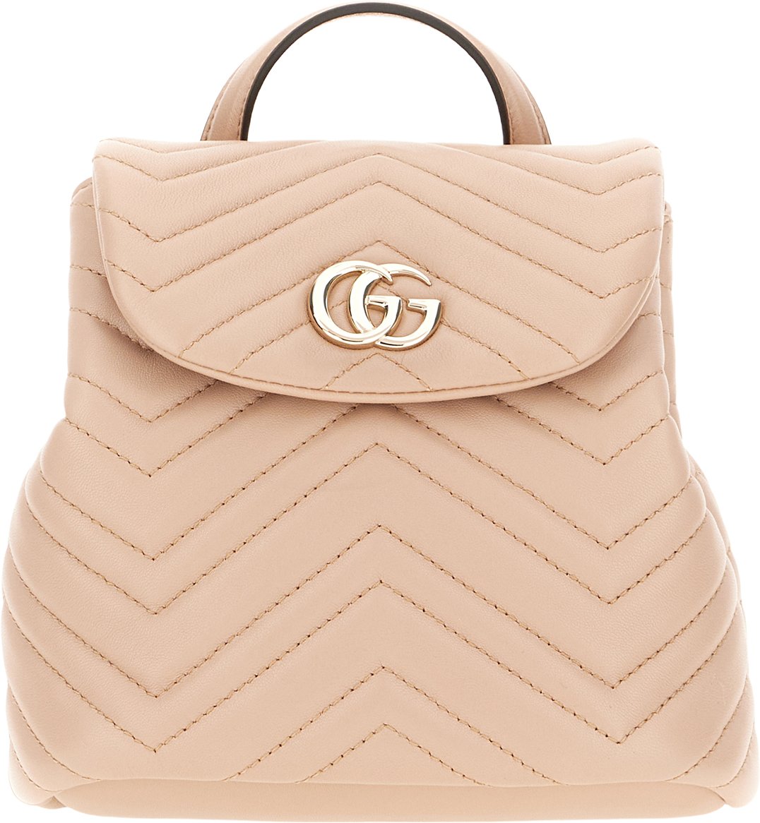 Gucci Black leather mini GG Marmont backpack Roze