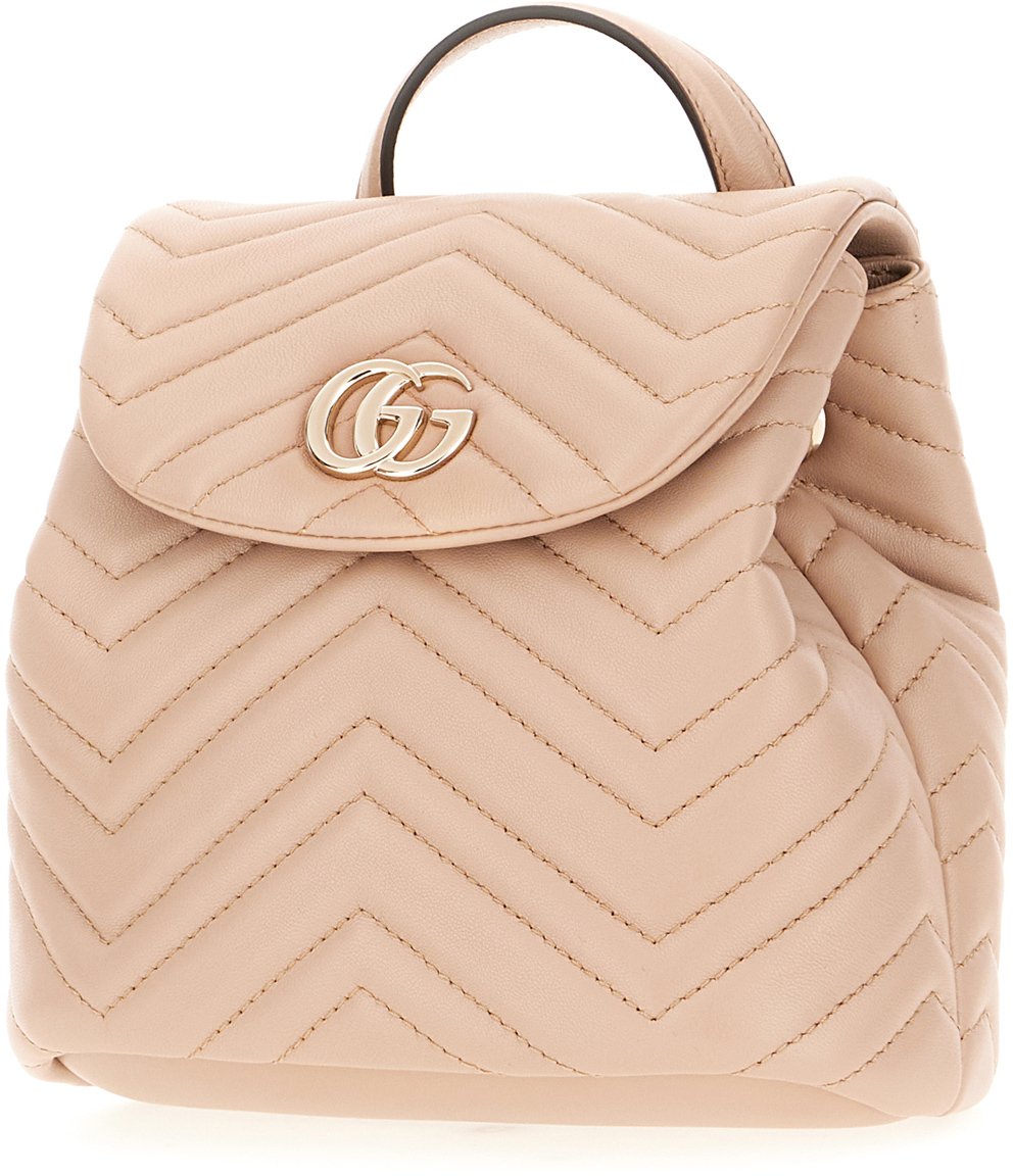 Gucci Black leather mini GG Marmont backpack Roze