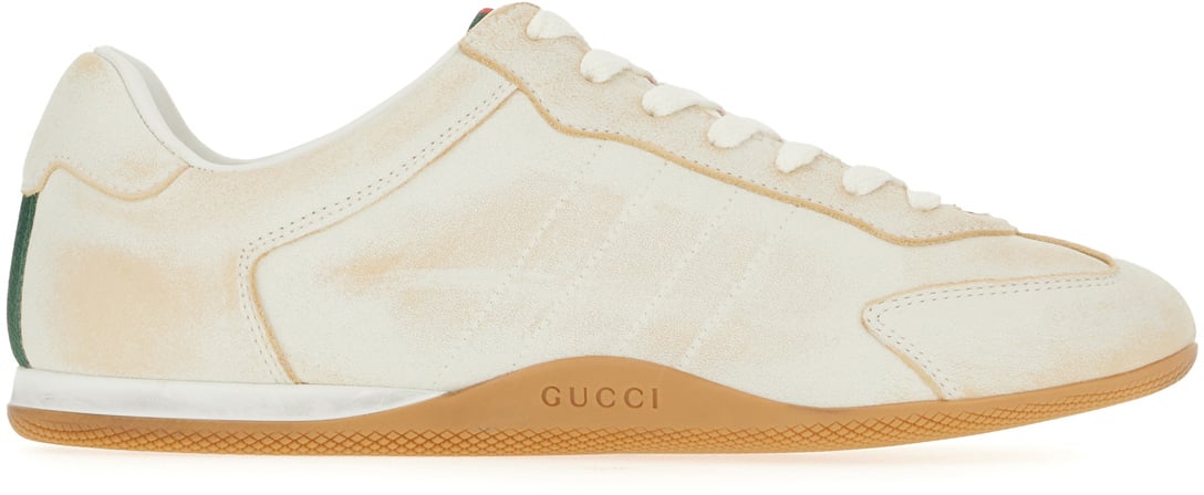 Gucci Gucci Ivory leather sneakers Neutraal