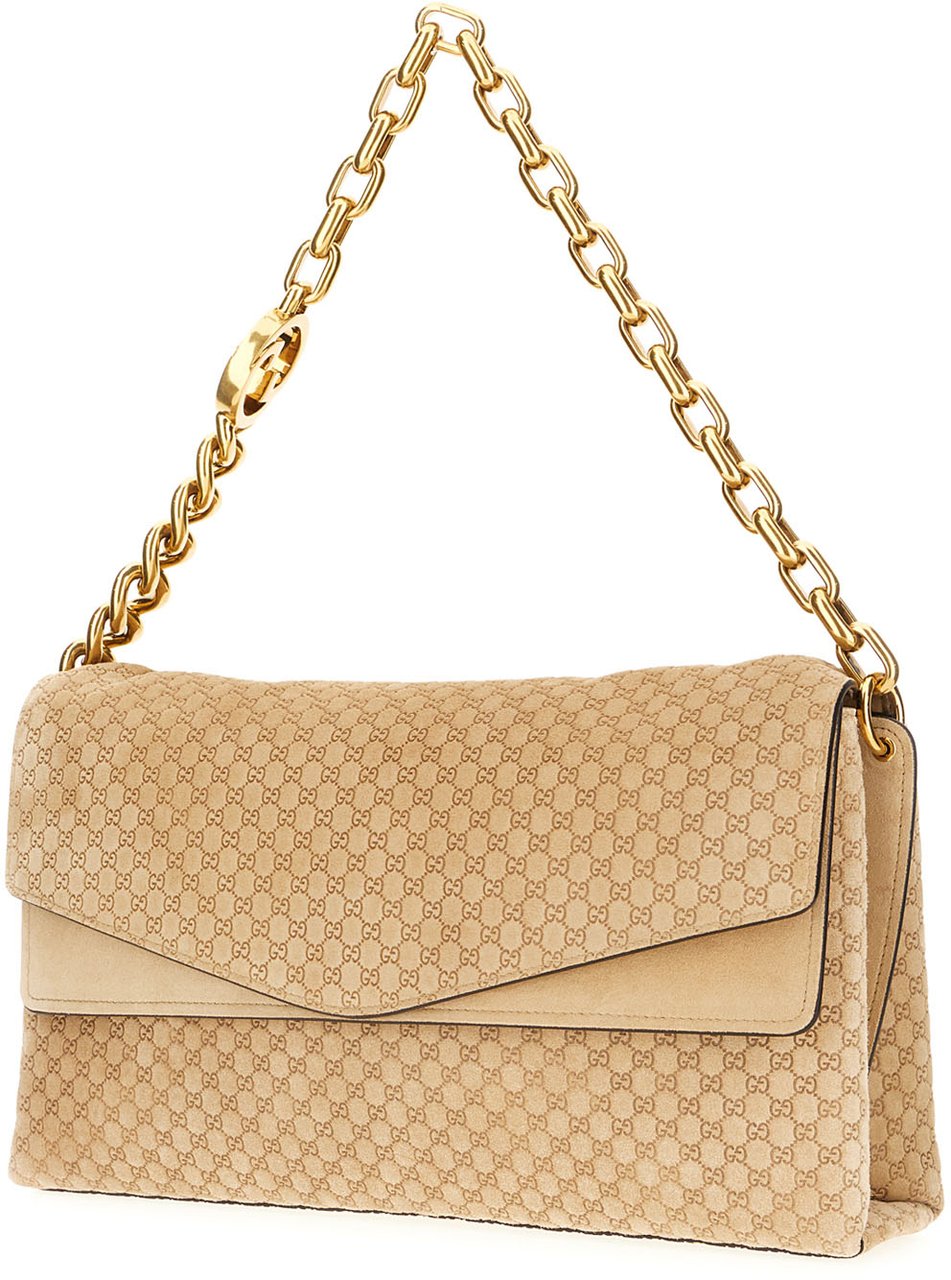 Gucci Beige suede large shoulder bag Beige