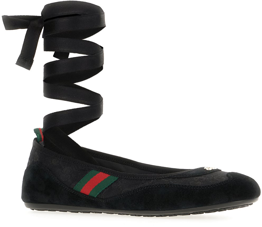 Gucci Gucci Black suede and fabric ballerinas Divers