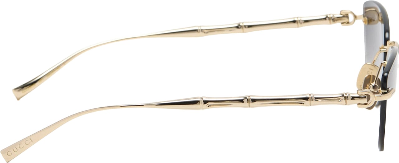 Gucci Gold Rimless Gradient Grey Bamboo Sunglasses Grijs