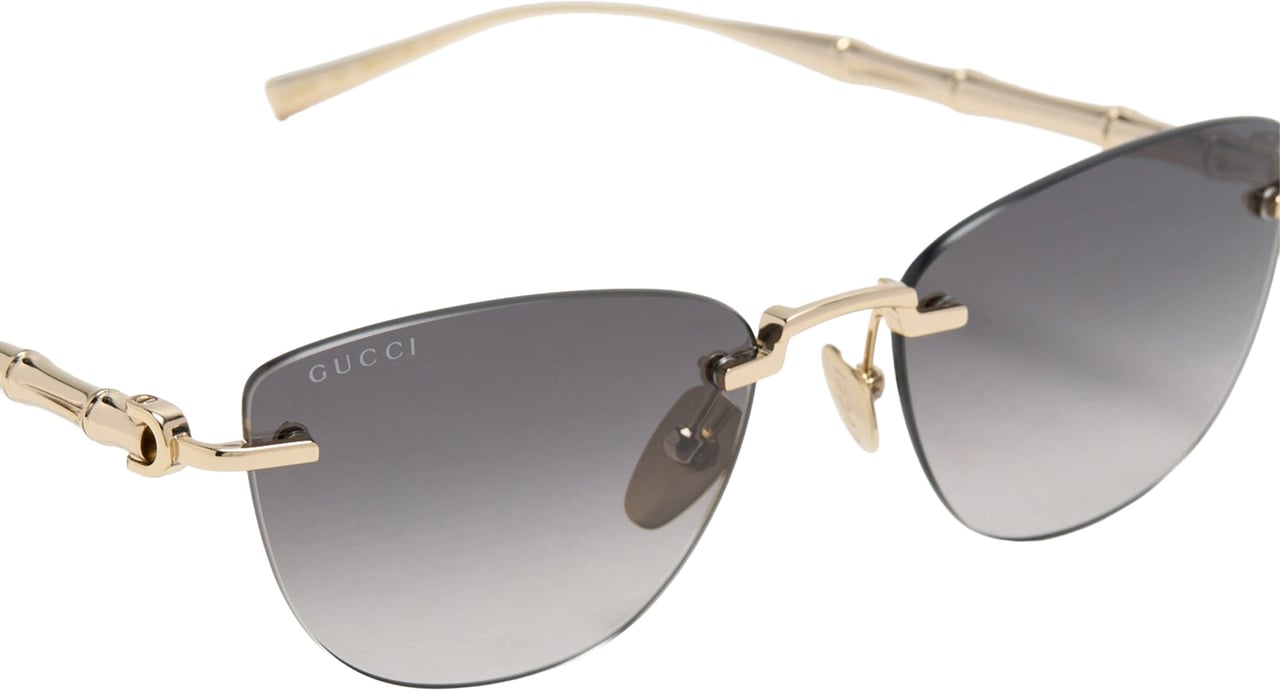 Gucci Gold Rimless Gradient Grey Bamboo Sunglasses Grijs