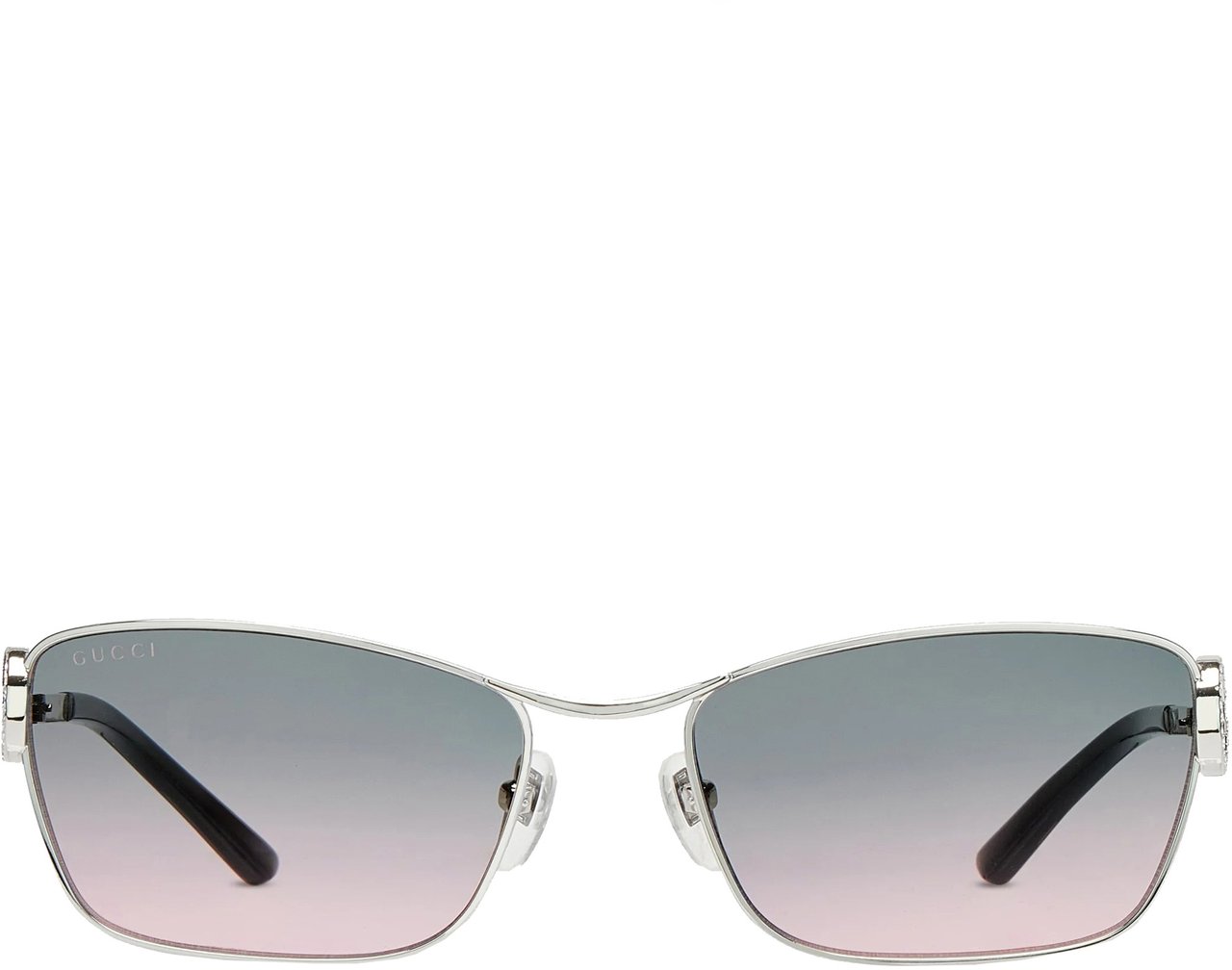 Gucci Silver Slim Rectangular Gradient Lens Sunglasses Grijs