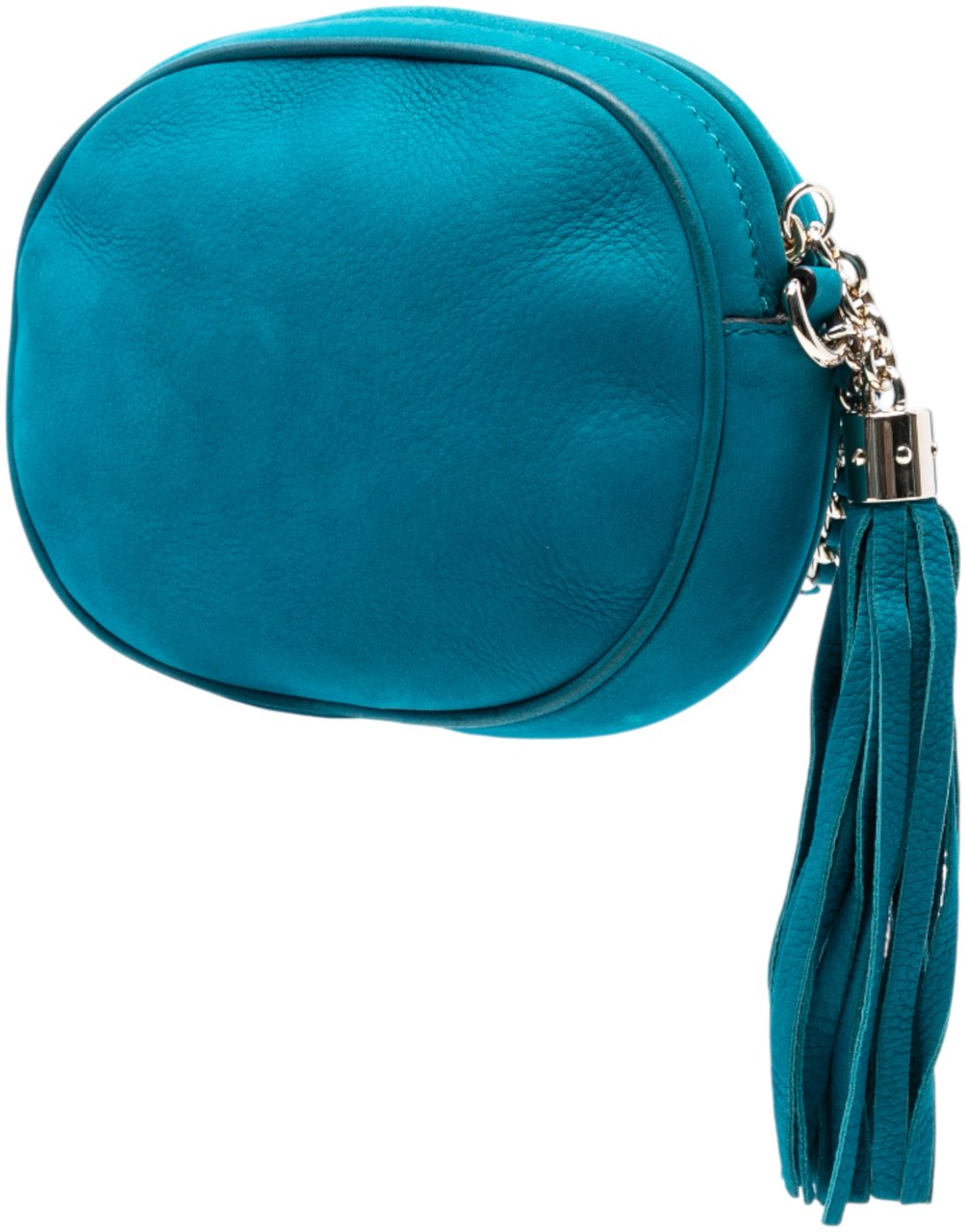 Gucci Mini Pebbled Calfskin Soho Chain Crossbody Blauw