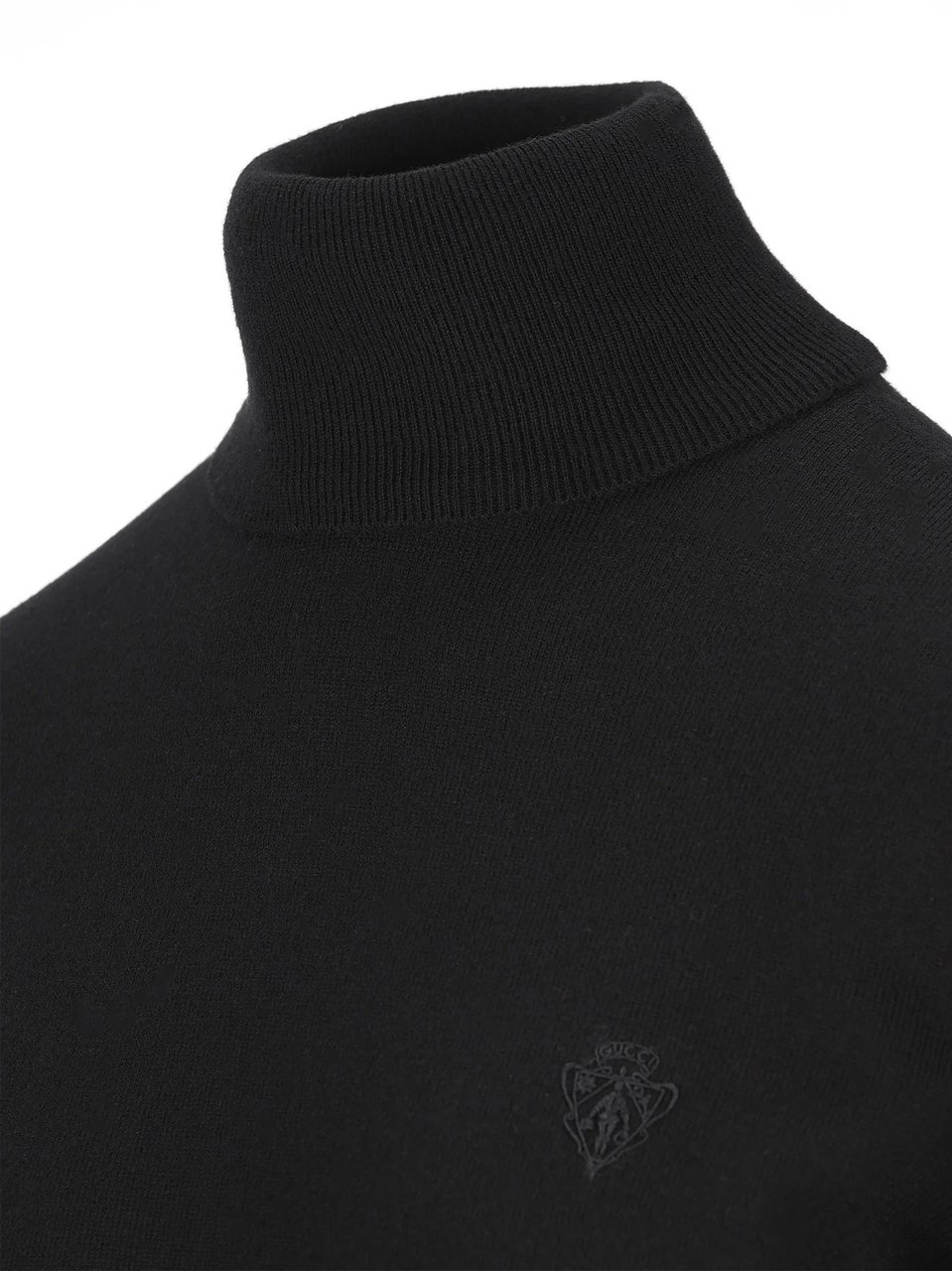 Gucci Black High Kn Fitted Mock Neck Top Zwart