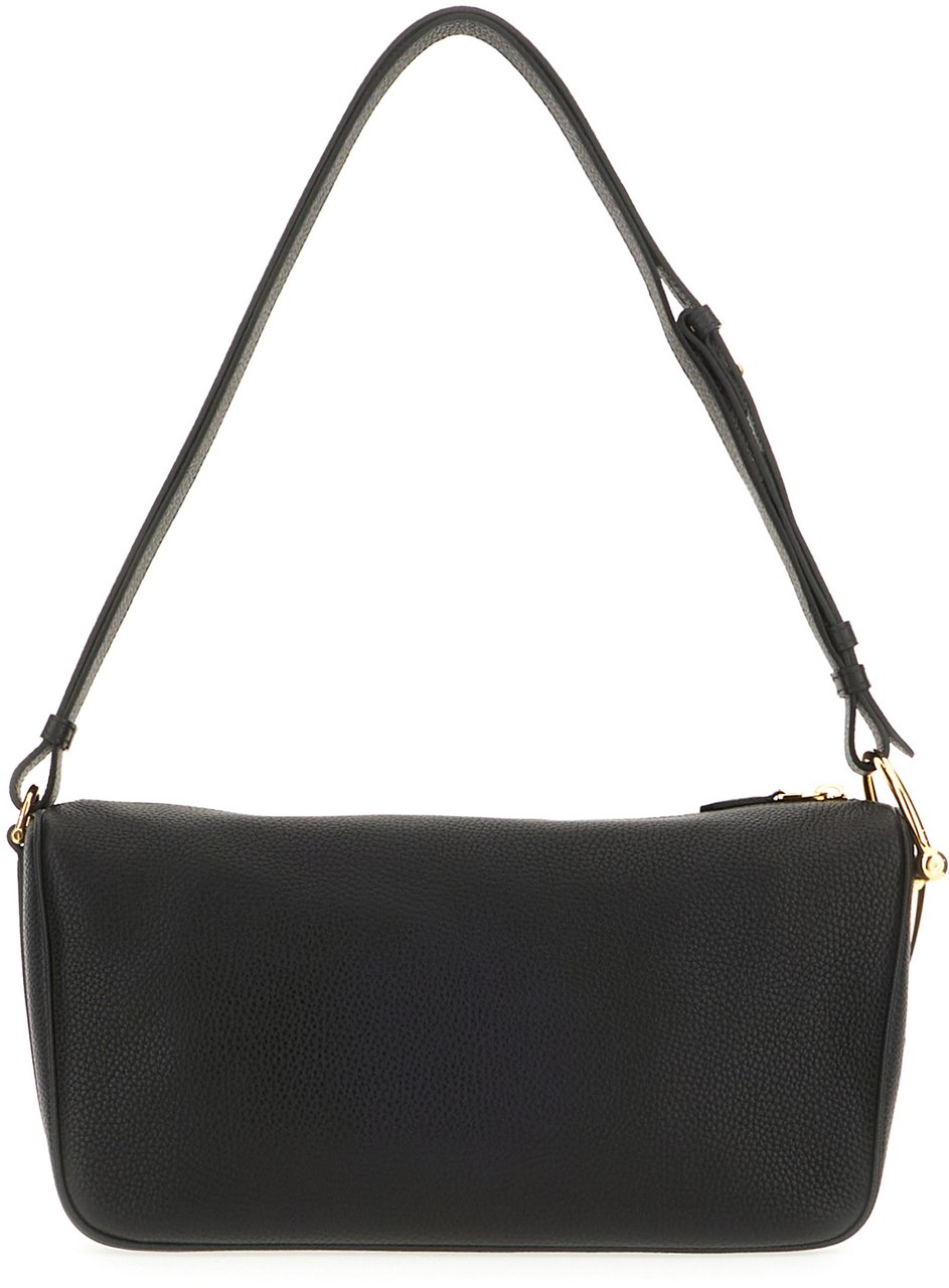 Gucci Black leather medium Gucci Half Horsebit shoulder bag Zwart
