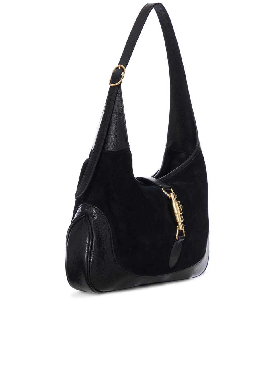 Gucci Black Jackie 1961 Suede Shoulder Bag Zwart
