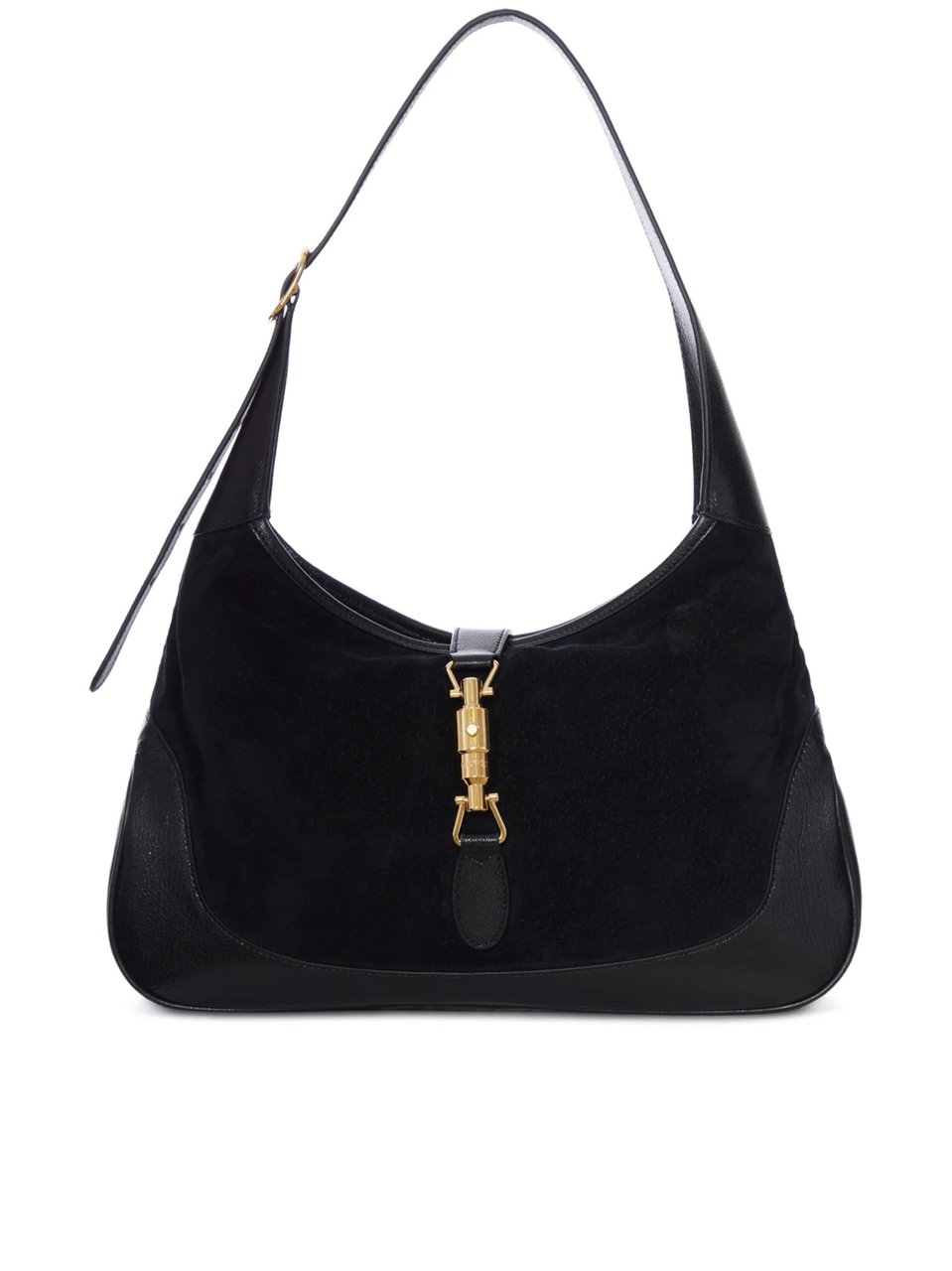 Gucci Black Jackie 1961 Suede Shoulder Bag Zwart