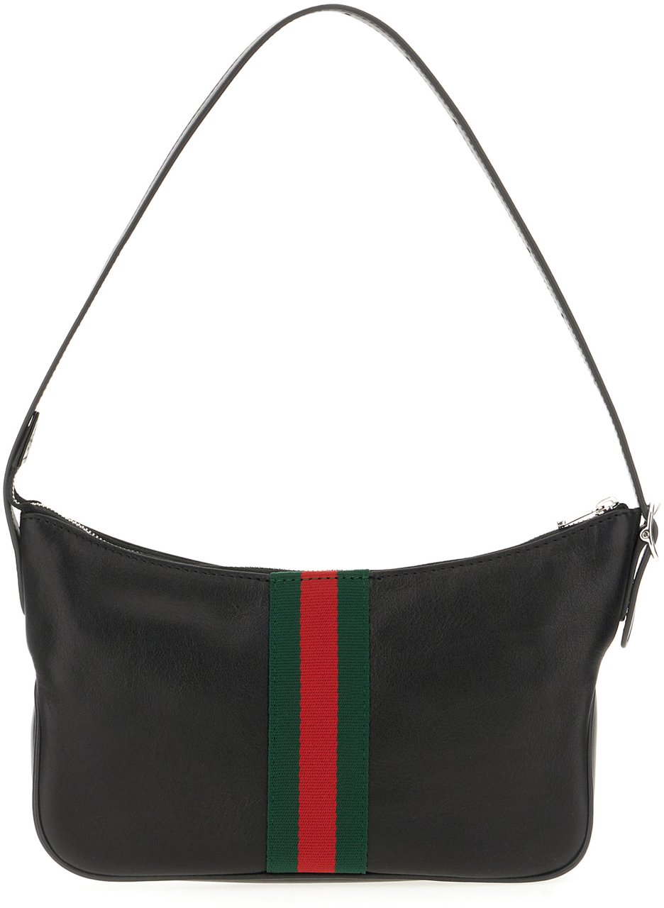 Gucci Gucci Black leather small Lunetta shoulder bag Zwart