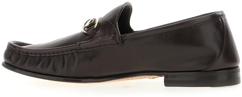 Gucci Dark brown leather loafers Bruin