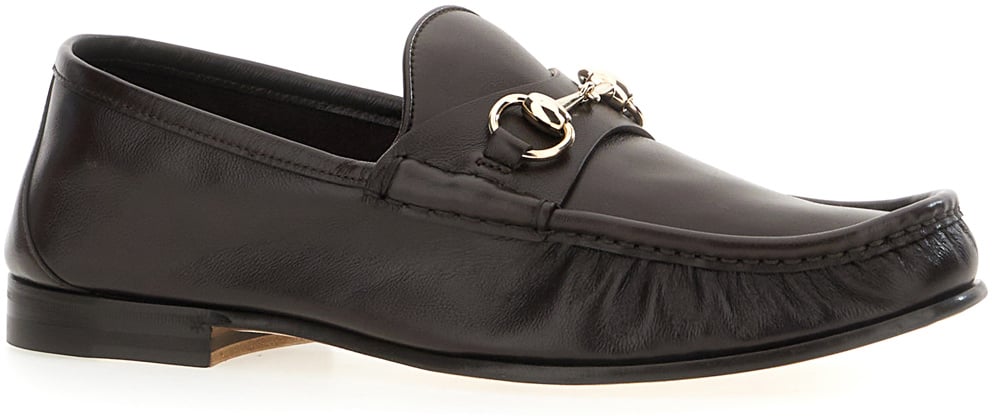 Gucci Dark brown leather loafers Bruin