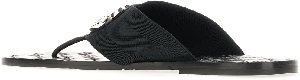 Gucci Gucci Black fabric and leather thong sandals Zwart