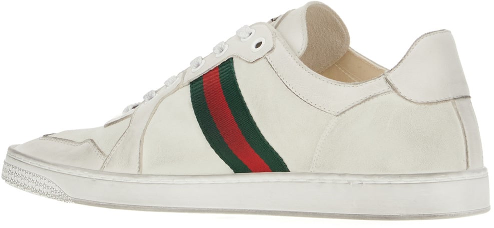 Gucci Gucci White leather Stretch sneakers Wit