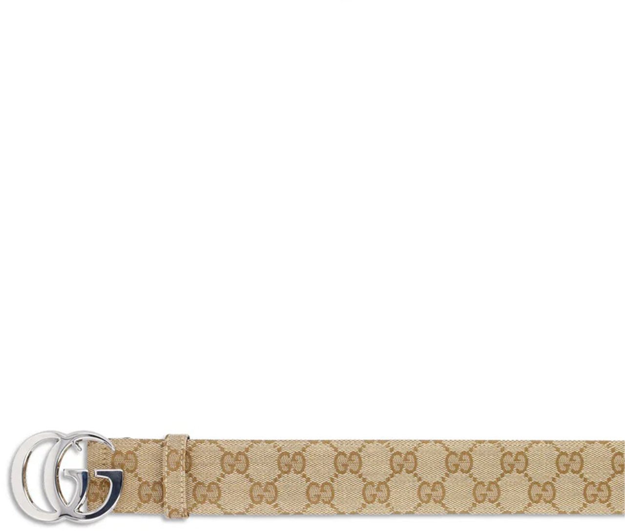 Gucci Beige Interlocking Double-G Pattern Slim Belt Neutraal